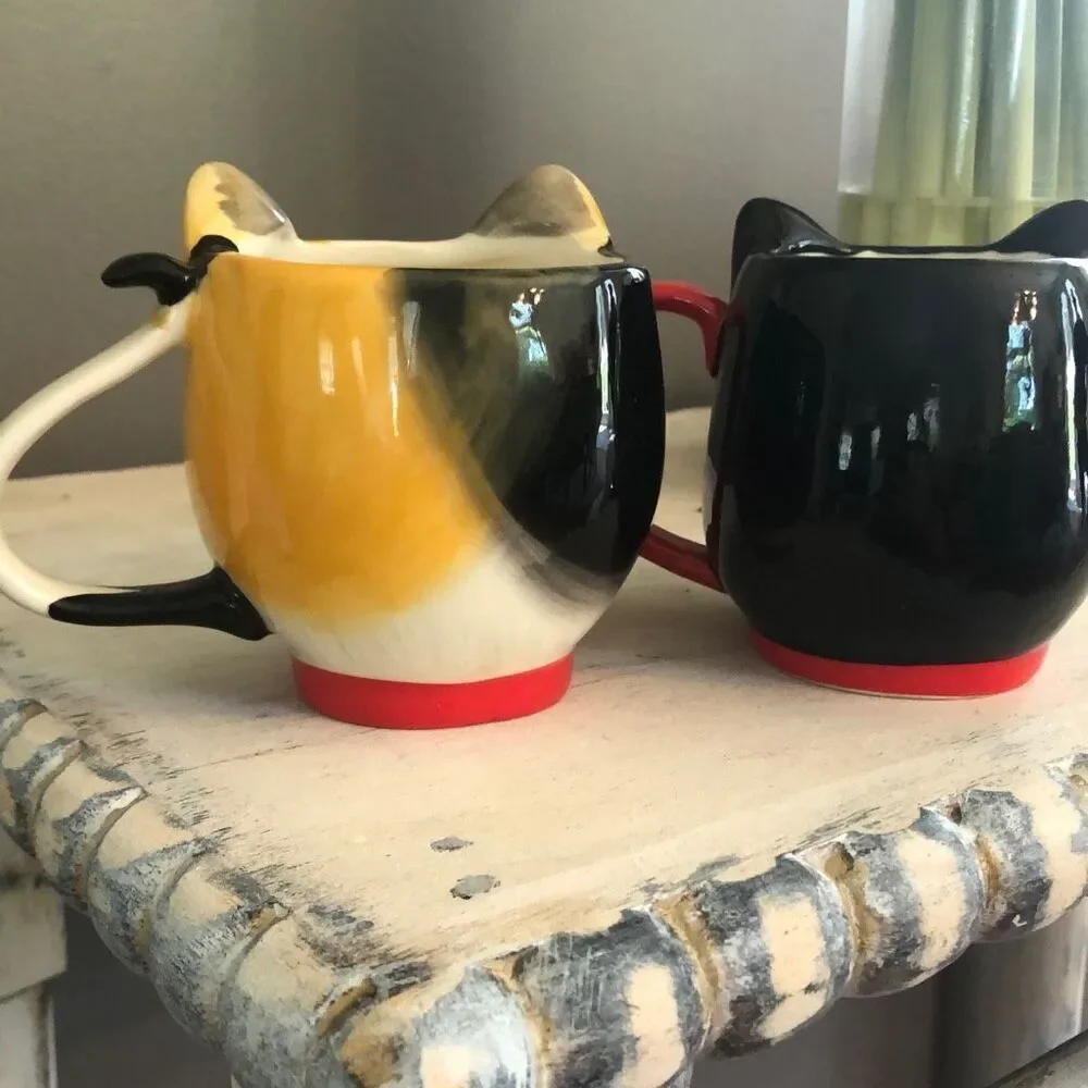 Cat and dog west elm mug set